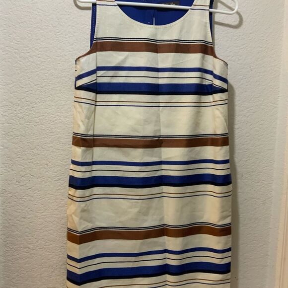 LORO PIANA Colorful Linen Stripe Shift Dress size 40 /US 6 made in ITALY D2 - Picture 2 of 9